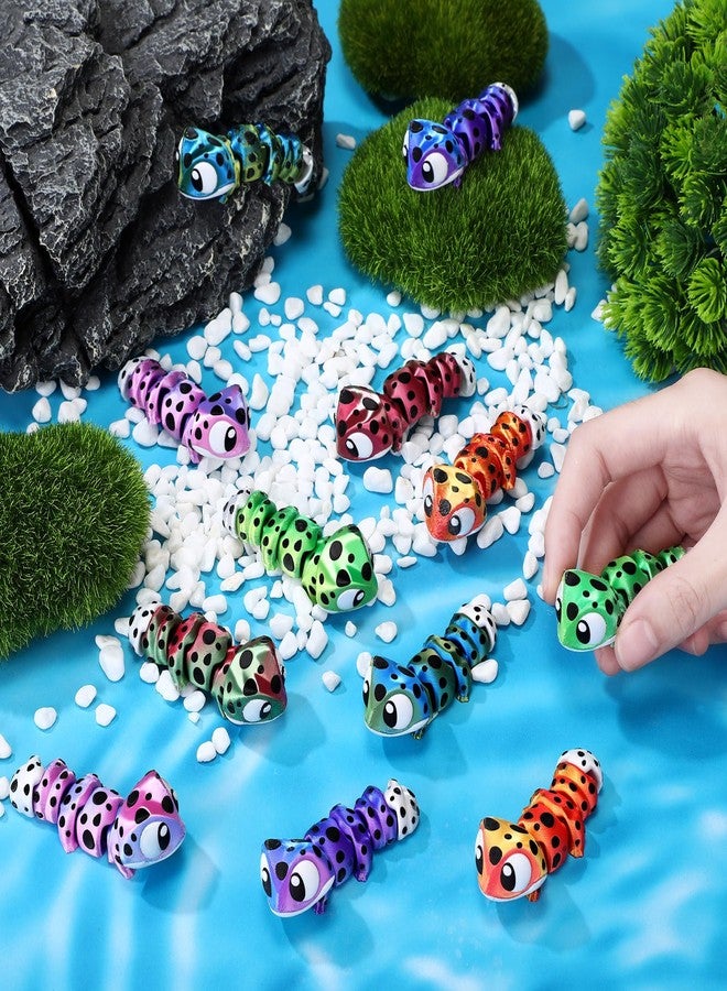 Fiwochic 24 Pcs 3D Printed Leopard Gecko 3D Printed Mini Animal Figurines Articulated Flexible Stress Relief Fidget Cute Animal Figurines Desk Decor Party Favors Carnival Prizes Rewards (Gradient) - Image 4
